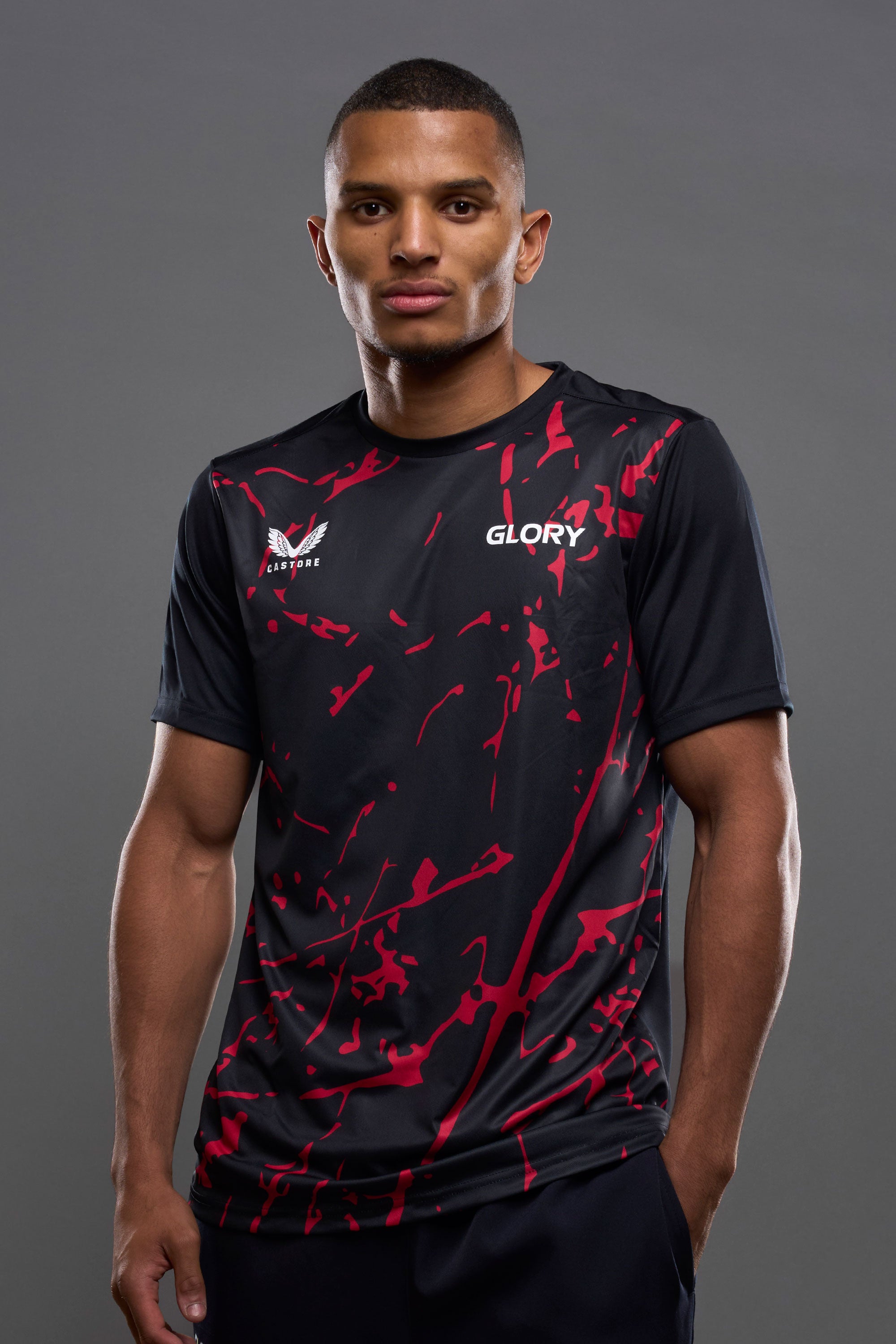 GLORY X Castore Black/Red Marble Training T-Shirt